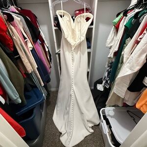 Ivory Strapless Button-Back Mermaid Dress